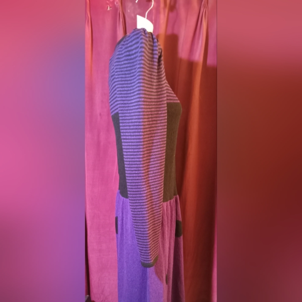Purple and Black Vintage Sweater Dress by Adolfo New York for Neiman Marcus - Picture 4 of 7